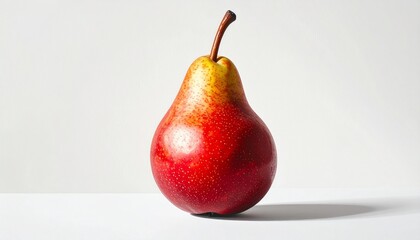 single red pear isolated on white or transparent background