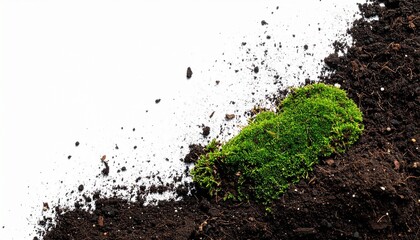 humus ground soil top view in border corner isolated on white background