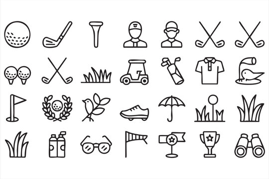 Professional Golf Icons for Tournament Graphics and Sports Platforms