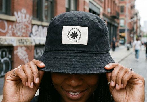 Bucket Hat Mockup in Urban Setting