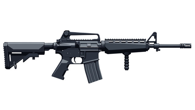 Low Poly Modern tactical assault rifle with adjustable stock and vertical foregrip