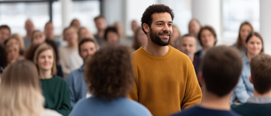 Bright corporate workshop engaging colleagues from the audience perspective