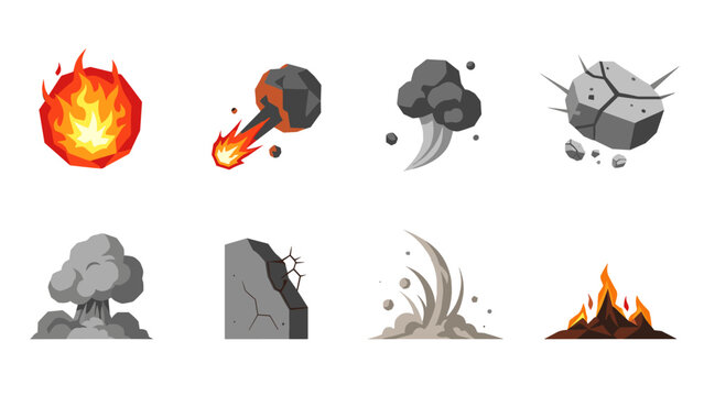 Low Poly Collection of cartoon-style explosion and fire effects for games and animation