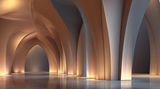Futuristic Arches with Soft Lighting Effects.