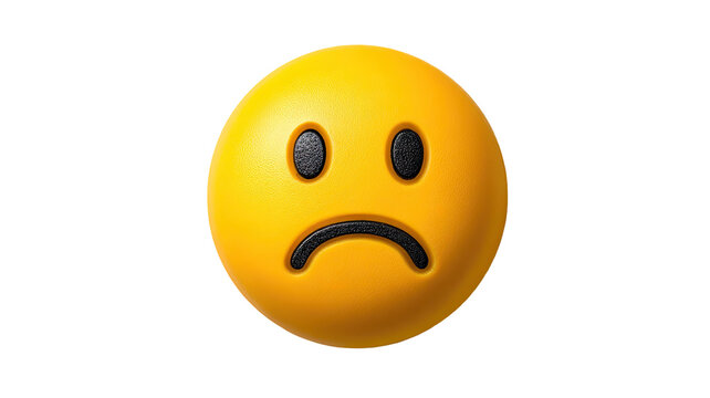 Yellow sad emoji face unhappy emotion expression round icon minimal 3d render isolated on white background