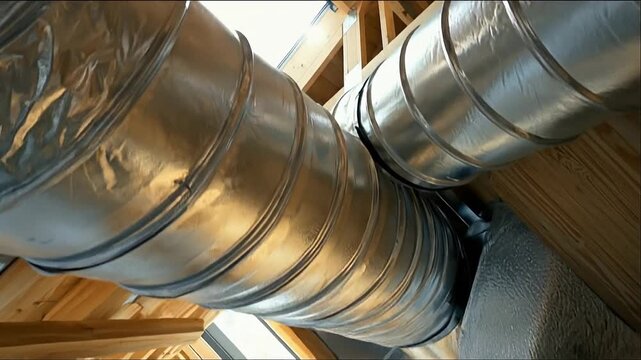 Exposed HVAC Ductwork in Attic: Home Construction & Ventilation System Installation