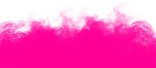 Vibrant pink smoke rising on transparent background with soft flowing texture and gradient effect © Basit