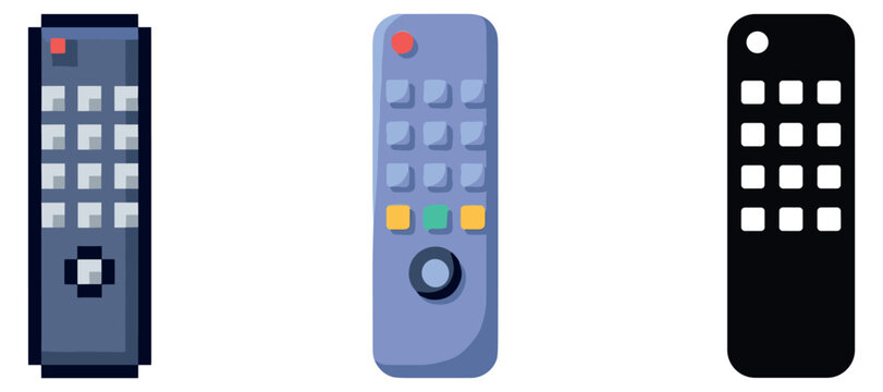 Three remote control designs in various styles and colors