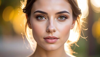 Young Woman with Green Eyes Portrait.