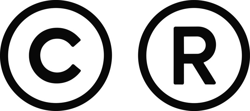 Copyright and Registered Trademark Symbols Black Icons vector