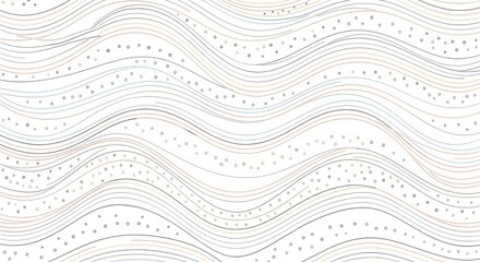 Abstract Seamless Pattern with Wave Line and Dot Texture on White Background