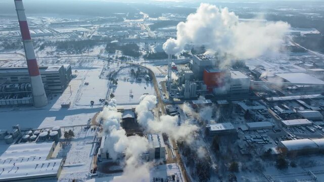 Thermal power, combined heat and power (CHP) plant, aerial view