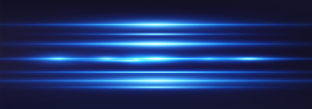 Abstract lights lines. Vector laser beams. Glowing streaks on dark background. Luminous neon lines isolated on trasparent backgound. 