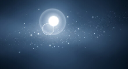 Stunning celestial scene with bright star and glowing orbs in space