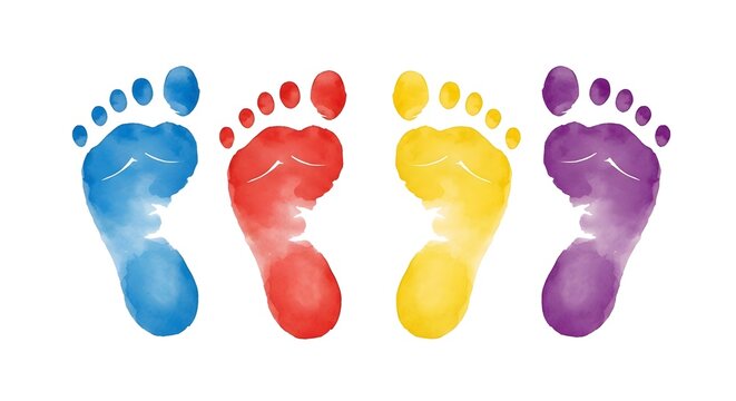 Vibrant family footprints celebrating mother's day and family bonding