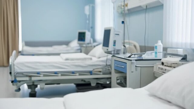 Calm hospital room with steady monitor beeping and firefly light creating peaceful medical atmosphere