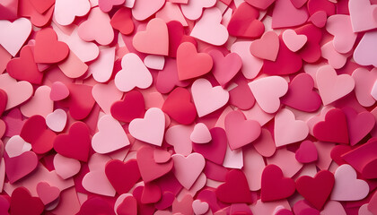 Vibrant Heart Shapes Pattern Background Top View