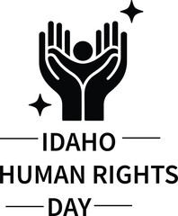 Fototapeta premium Idaho human rights day celebration symbol with inclusive hands and a rising figure