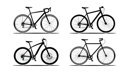 Various Bicycle Silhouettes A Collection of Four Different Bike Designs
