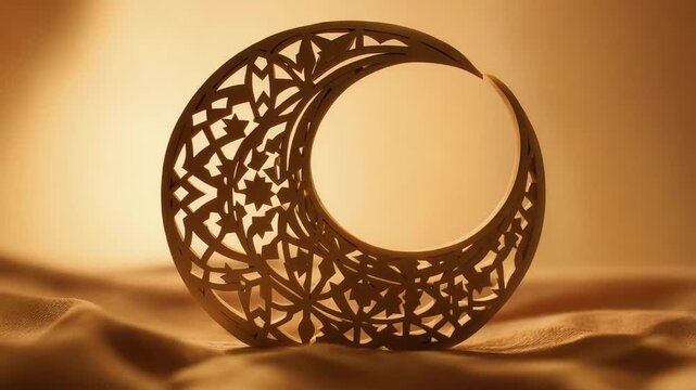 Decorative candle holder with intricate designs on a table with warm lighting