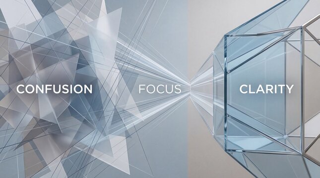 A conceptual image of confusion transforming into clarity through focus