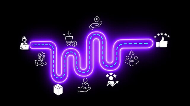 Value added concept on the black background. Improving products, excellent service, expert advice, consistently upgrade. Motion graphics of business value idea. 4k video animation.