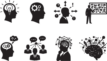 Thinking and brainstorming human silhouette poses © AsmaUlfat