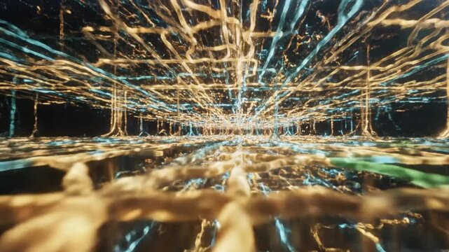 Long-term growth concept with infinite glowing paths