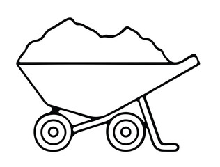 Wheelbarrow Line Icon for Construction and Gardening