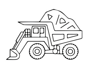 Dump Truck Line Icon Construction Vehicle Illustration