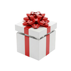 Obraz premium White gift box with red bow isolated on transparent background