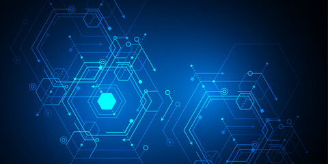 Obraz premium Abstract technology background. Engineering industry. Geometric lines and squares. Vector illustration .