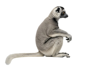 Obraz premium Ring tailed lemur sitting isolated on transparent background