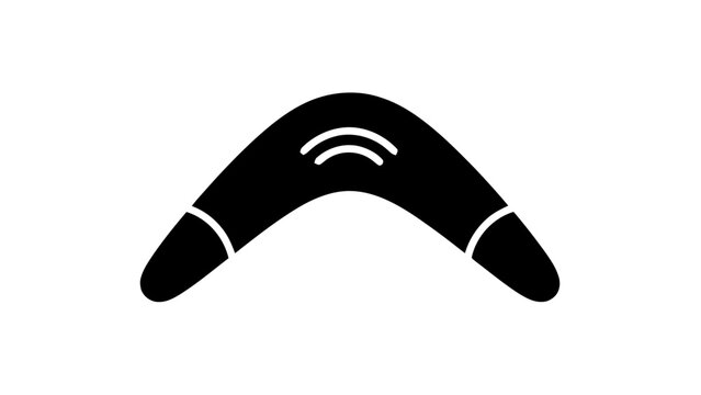 Vector illustration of a stylized black boomerang icon on transparent background, representing culture and play