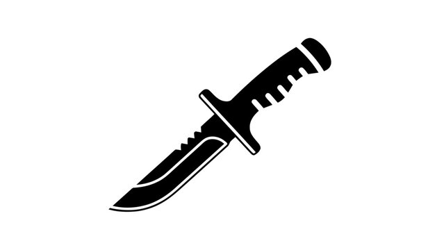Vector illustration of a sharp tactical hunting knife or combat dagger, on transparent background