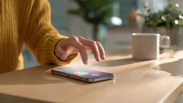 Medium shot of a user enabling adaptive voice search features on a smart device highlighting personalized digital interaction.