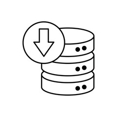 Icon a data inside server with downward arrow, isolated against a clean background.