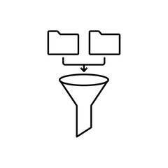Icon a data filter funnel and folders, isolated against a clean background.