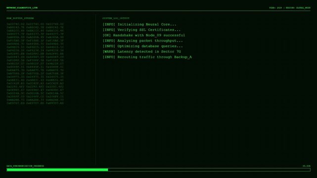 Futuristic System Boot Sequence Animation | Green Tech Terminal UI Loading Screen.	