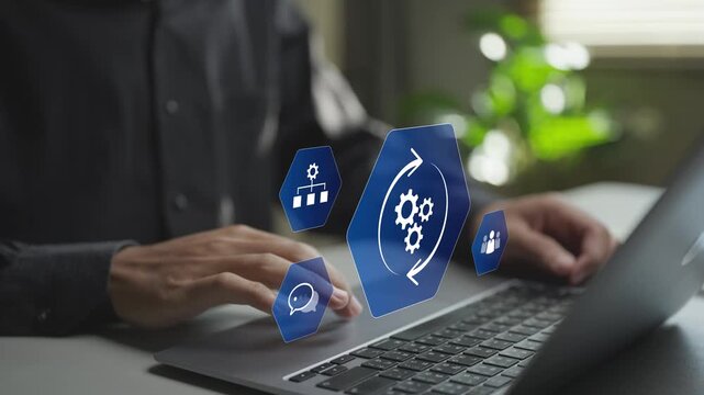 Workflow optimization concept with streamlined business processes, automation tools and performance improvement. Enhancing productivity, efficiency and operational agility in modern organizations.