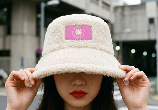 Bucket Hat Mockup in Urban Setting