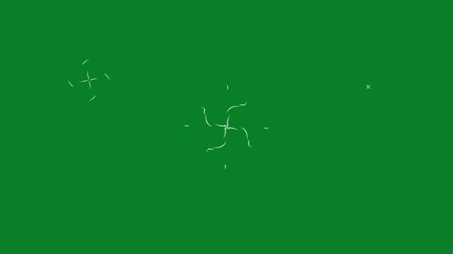 Looping circle burst fireworks animation in 4k, shiny line blast and spark explosions, glowing ring effects, vector motion graphics on  green screen alpha