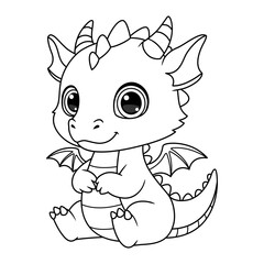 Cute Baby Dragon Coloring Page for Kids