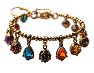 Colorful Gemstone Bracelet with Dangling Charms.