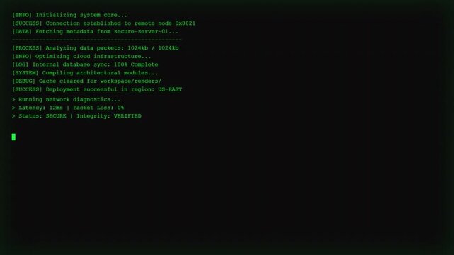 Futuristic System Boot Sequence Animation | Green Tech Terminal UI Loading Screen.	