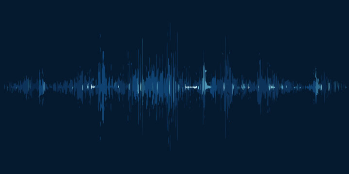 Abstract blue waveform visualization representing sound or digital signal processing