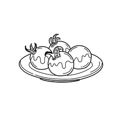 Fototapeta premium Minimalist Hand-Drawn Takoyaki Icon