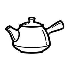 Obraz premium Minimalist Hand-Drawn Kyusu Teapot Icon