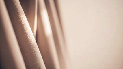 Soft beige curtains with natural light and copy space