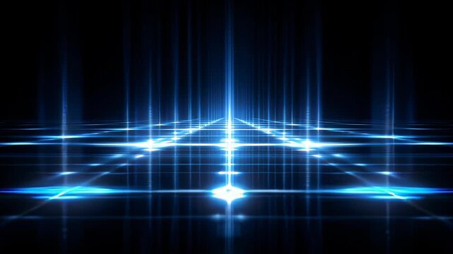 Futuristic blue grid leading into a dark void